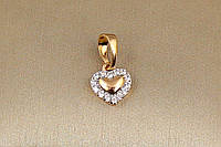 Кулон Xuping Jewelry с родием маленькое сердце в ободке из фианитов 9 мм золотистый