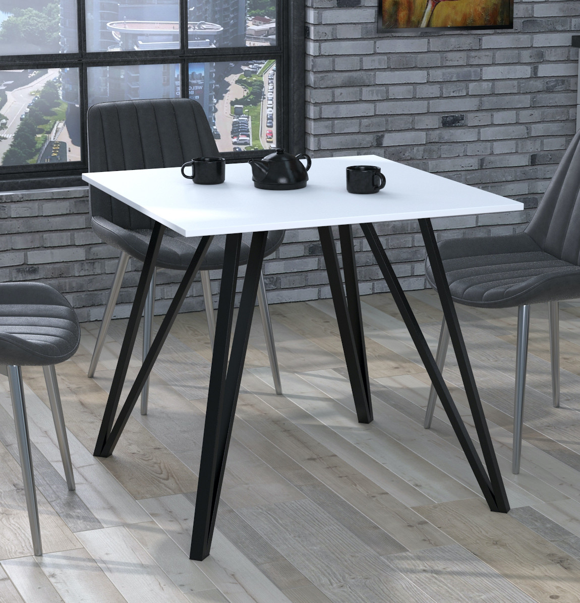 Квадратний обідній стіл Ліма (прямі кути) TM Loft design