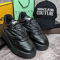 Мужские кроссовки Версаче черные. Кожаные кроссовки мужские брендовые
