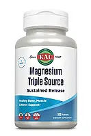 Магний В6, KAL, Magnesium Triple Source, тройной источник магния, 100 таблеток