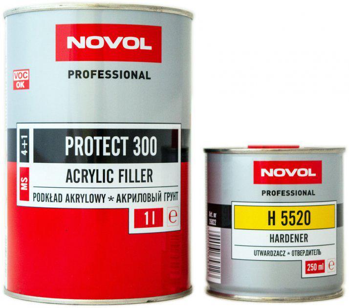 Грунт акриловий Novol PROTECT 300 4+1 (MS) чорний 1л + затверджувач Н5520 0.25л
