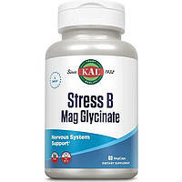 Магний, KAL,Stress B, Mag Glycinate, глицинат магния и витамины группы B против стресса, 60 VegCaps