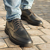 Стильные туфли кожаные черные Ed-Ge. Туфли весенние для мужчин с натуральной кожи черные Эд-Джи
