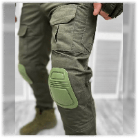 Тактические военные мужские штаны с наколенниками Олива (S-4XL) Брюки нацгвардия (Rip-stop Khaki) MARKET