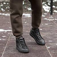 Зимние ботинки мужские черные. Кожаная обувь зимняя мужская. Молодежные туфли мужские зимние на меху Ed-Ge