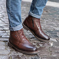 Зимние ботинки мужские коричневые. Обувь зимняя мужская. Классические туфли мужские зимние на меху Vitox
