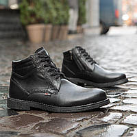 Зимние ботинки мужские черные. Классические туфли мужские зимние на меху черные Vitox. Обувь зимняя мужская