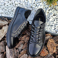 Черные весенние туфли большие размеры мужские кожаные Berg. Туфли в черном цвете великаны в коже Берг