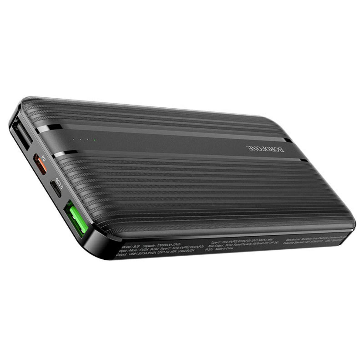 Портативное зарядное устройство повербанк BOROFONE BJ9 Uranus PD + QC3.0 10000mAh Black - фото 2 - id-p1752713372