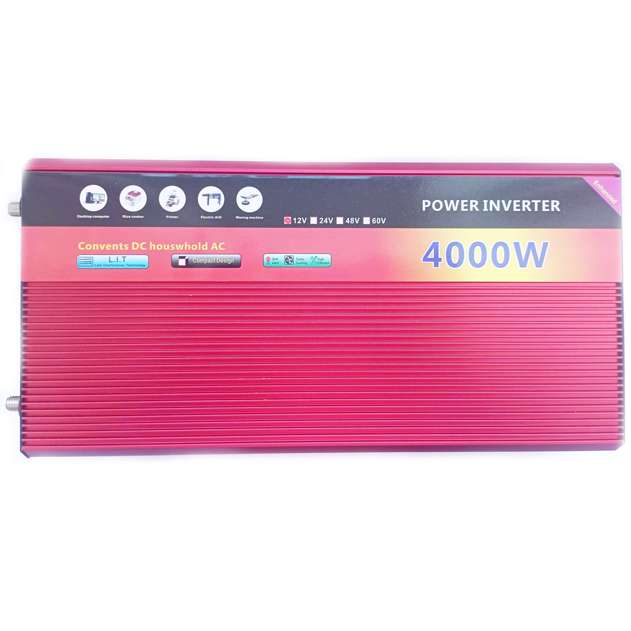 Інвертор Power Inverter 4000W 001 12V-220V модифікований синус (2 розетки) Red | Перетворювач напруги