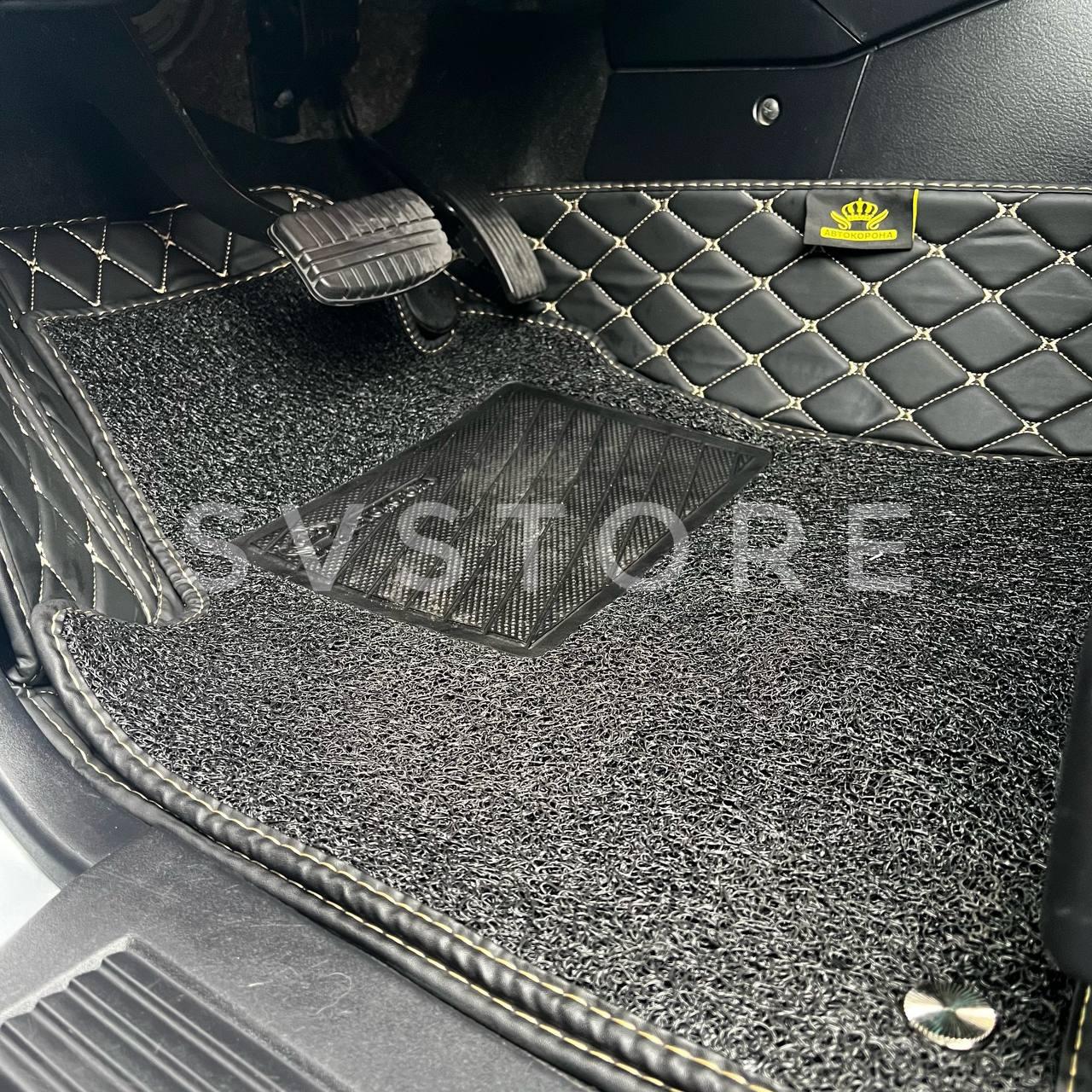 Чорні з бежевим рядком 3D килимки з екошкіри на салон Lexus GX460/Toyota Prado 150 TLC150/GX460 (7 місць)