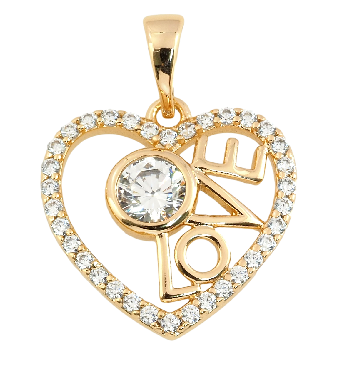 Кулон Xuping Позолота 18K "Серце з цирконієм Love" для ланцюжка до 5мм