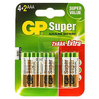 Батарейка щелочная GP Super 24A-U6, LR3, ААA, Alkaline, блистер 6 шт.