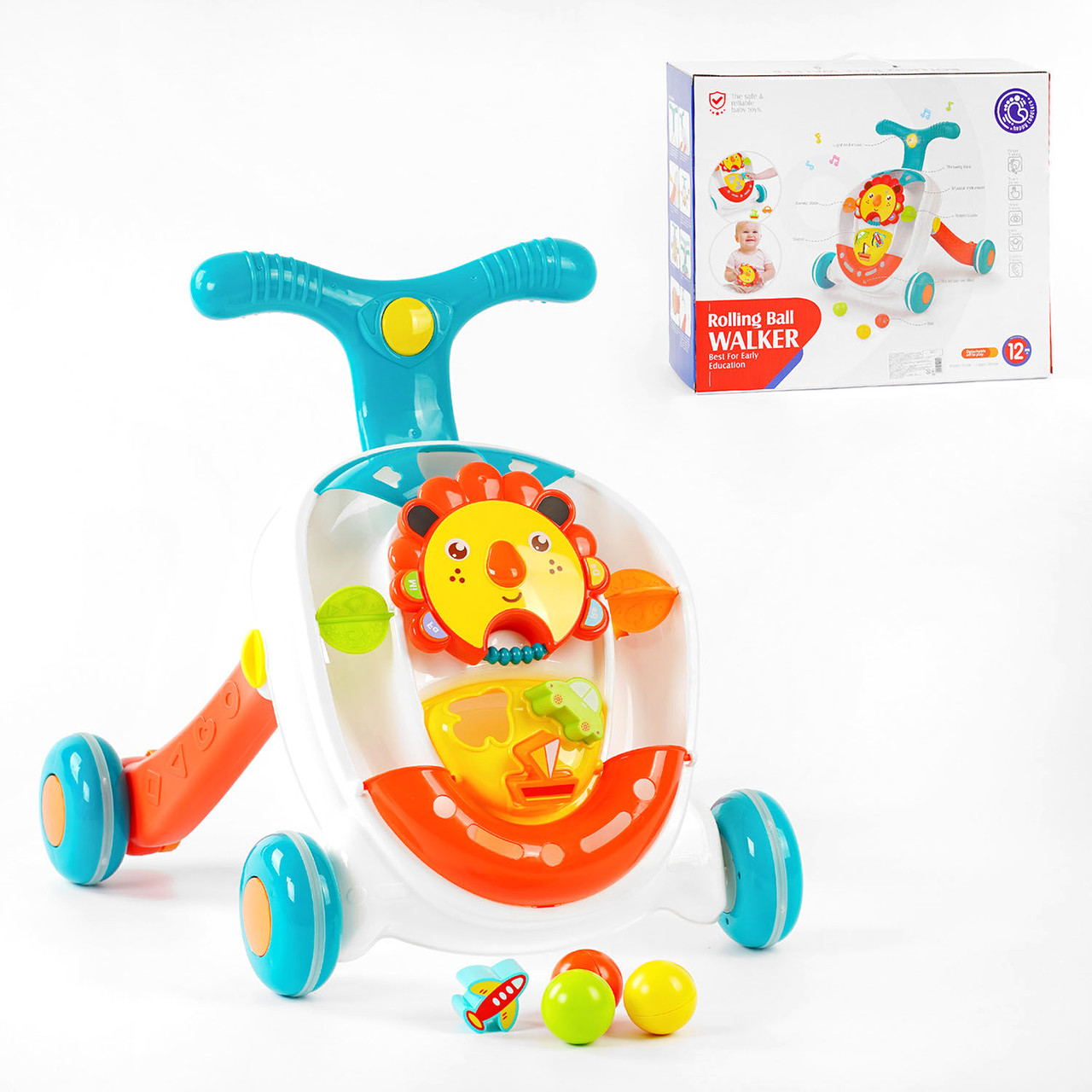 Дитячі музичні ходунки-каталки штовхачі (сортер, підсвічування, музичне брязкальце) НЕ 0830, фото 1