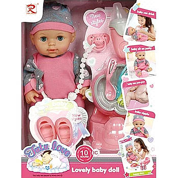 Пупс функціональний Jutu love (їсть, ходить у туалет, каже мама, тато, видає звуки, аксесуари) 8652