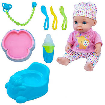 Пупс функціональний Jutu love (їсть, ходить в туалет, каже мама, тато, видає звуки, аксесуари) 8653