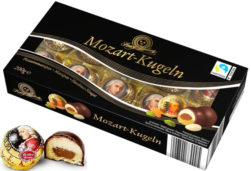 Купить Конфеты Mozart-Kugeln марципан в черном шоколаде 200г, цена 112 ...