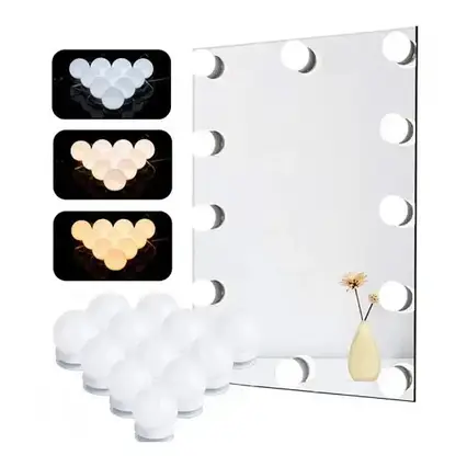 Підсвітка для дзеркала для макіяжу Make Up Mirror Light RGB, LED-лампочки 10 шт. для гримерного дзеркала, фото 1