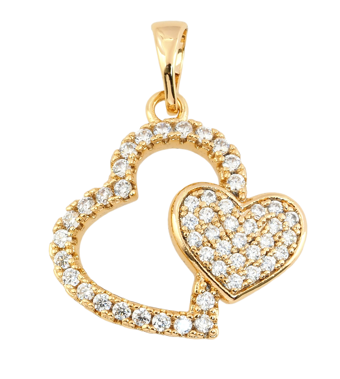 Кулон Xuping Позолота 18K "Серця з цирконієм" для ланцюжка до 5мм