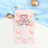 Свічки для торта Серце із зірками 3 шт. фіолетові