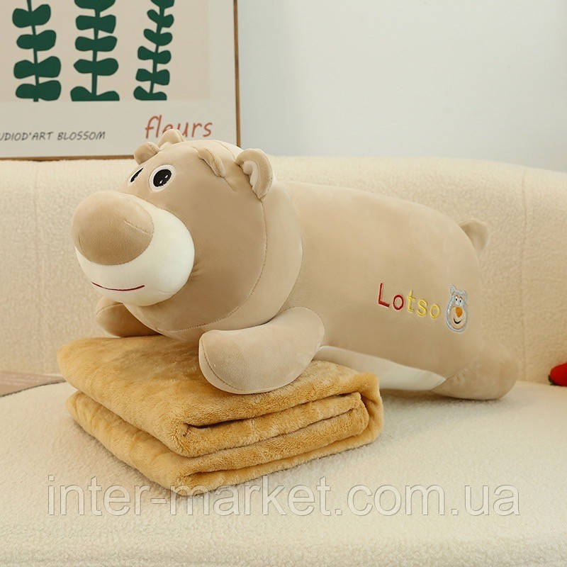 Плед Іграшка, подушка, 3 в 1 Ведмедик, м'яка іграшка з пледом усередині, фото 1