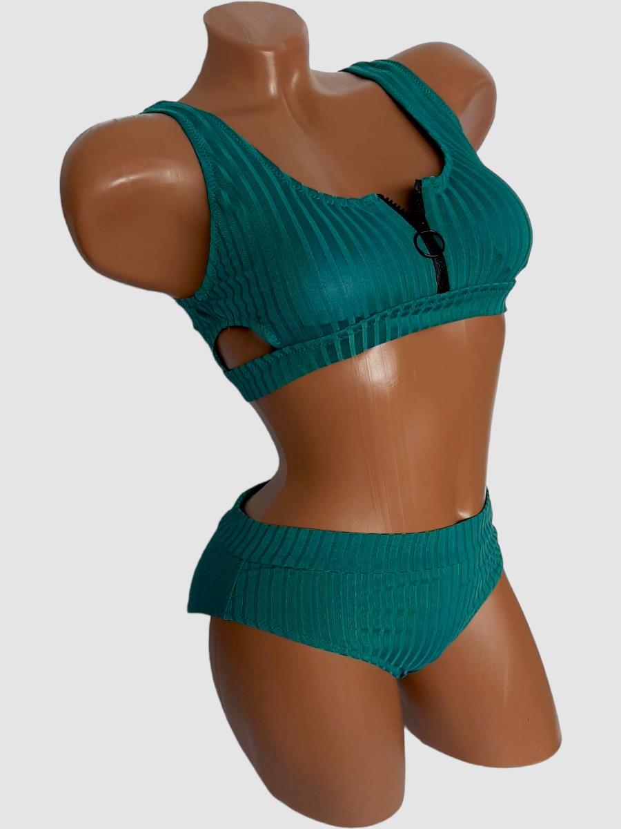 ОПТ Купальник на блискавки високі плавки Z.Five 86231 темно-бірюзовий 38-46 на 44 46 48 50 52 розмір