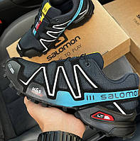 Мужские кроссовки Salomon Speedcross 3 весна-осень черные с синим. Живое фото