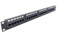 Патч-панель 24 порта, 19", Hypernet, 1U, Cat.6, UTP, Black (PP-KUTP6-24-NM) (код 1358540)