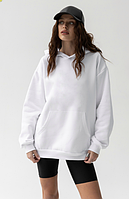 Худі однотонний жіночий oversized утеплений GBI Білий розмір L/XL (13417-ж)