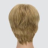 Перука коротка, красива жіноча стрижка з термоволосся 160℃, німецька основа, колір світло-русявий, фото 6