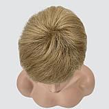 Перука коротка, красива жіноча стрижка з термоволосся 160℃, німецька основа, колір світло-русявий, фото 7