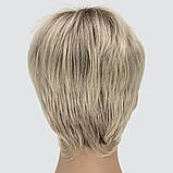Перука коротка, красива жіноча стрижка з термоволосся 160℃, німецька основа, блонд з темною прикореневою, фото 5