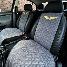 Накидки на сидіння авто з вишивкою Крильєв BENTLEY передній комплект, АЛЬКАНТАРА, пайка