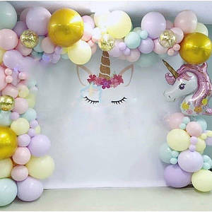 Арка гірлянда з повітряних куль НІЖНИЙ ЄДИНОРІГ