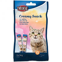 Trixie Лакомство для кошек Creamy Snacks с белой рыбой 5х14 г