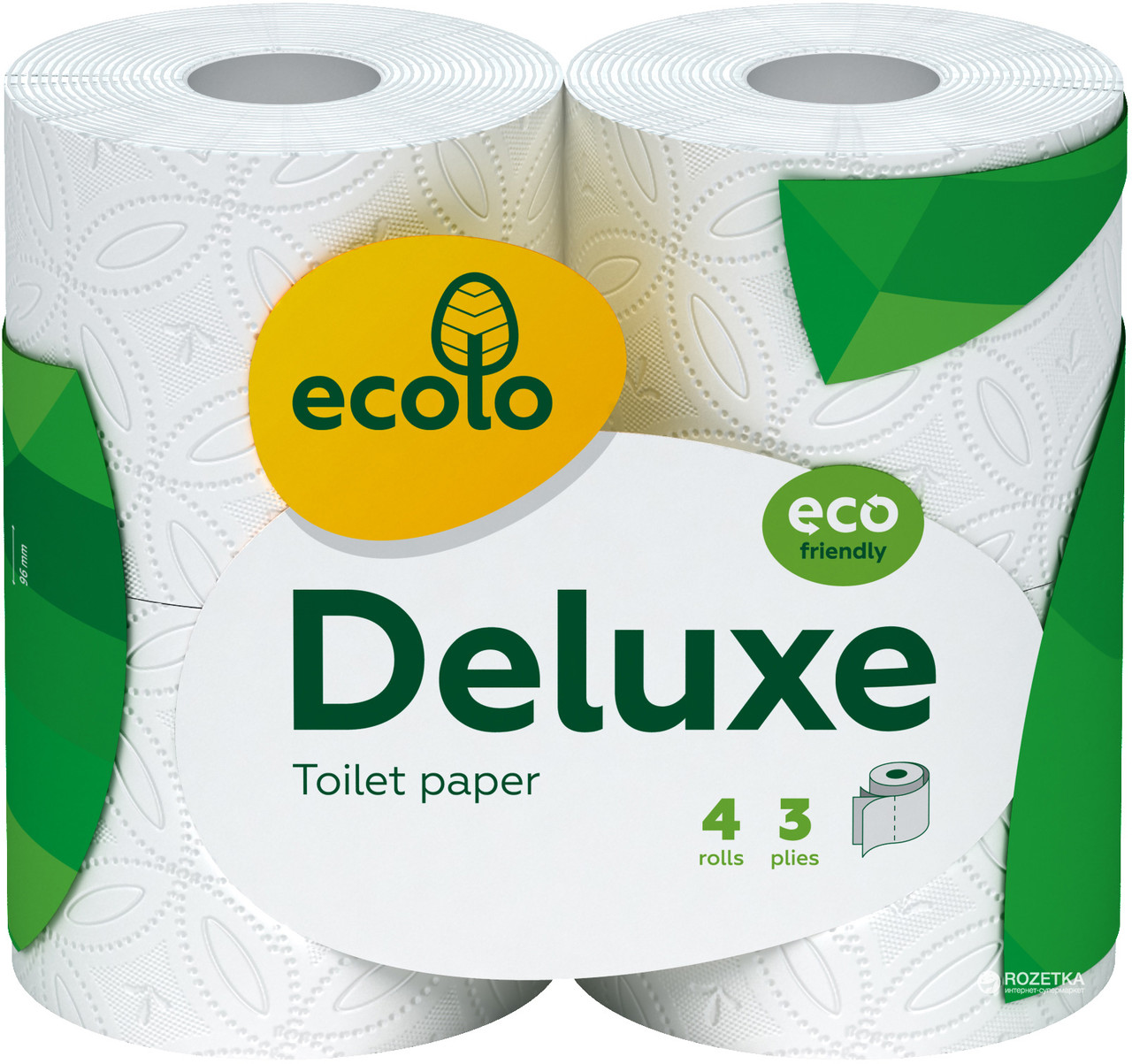 Туалетний папір Ruta Ecolo Deluxe 3-шаровий, 4 шт - фото 1 - id-p1735325890