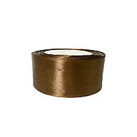 Стрічка атласна для декору та рукоділля коричнева 4 см