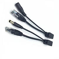 Инжектор POE кабеля. Передача питания 12-48 В и видеосигнала до 30 м по Ethernet для ip-камер