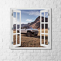 Вікно GMC Hummer EV Edition Вид з вікна Картина вікно з пейзежем Авто на полотні
