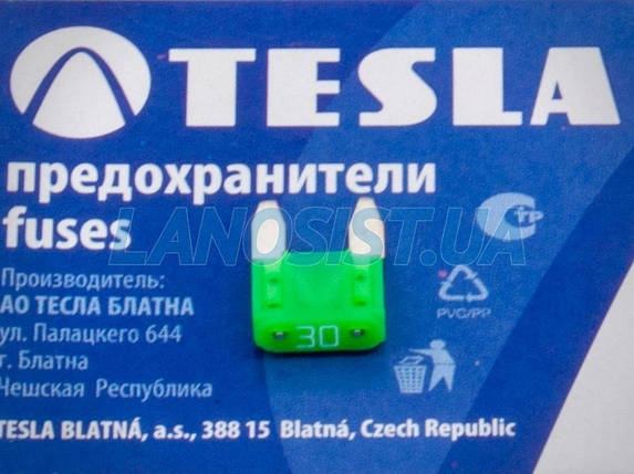 Запобіжник прапорцевий MINI 30А Tesla FN30A, фото 1