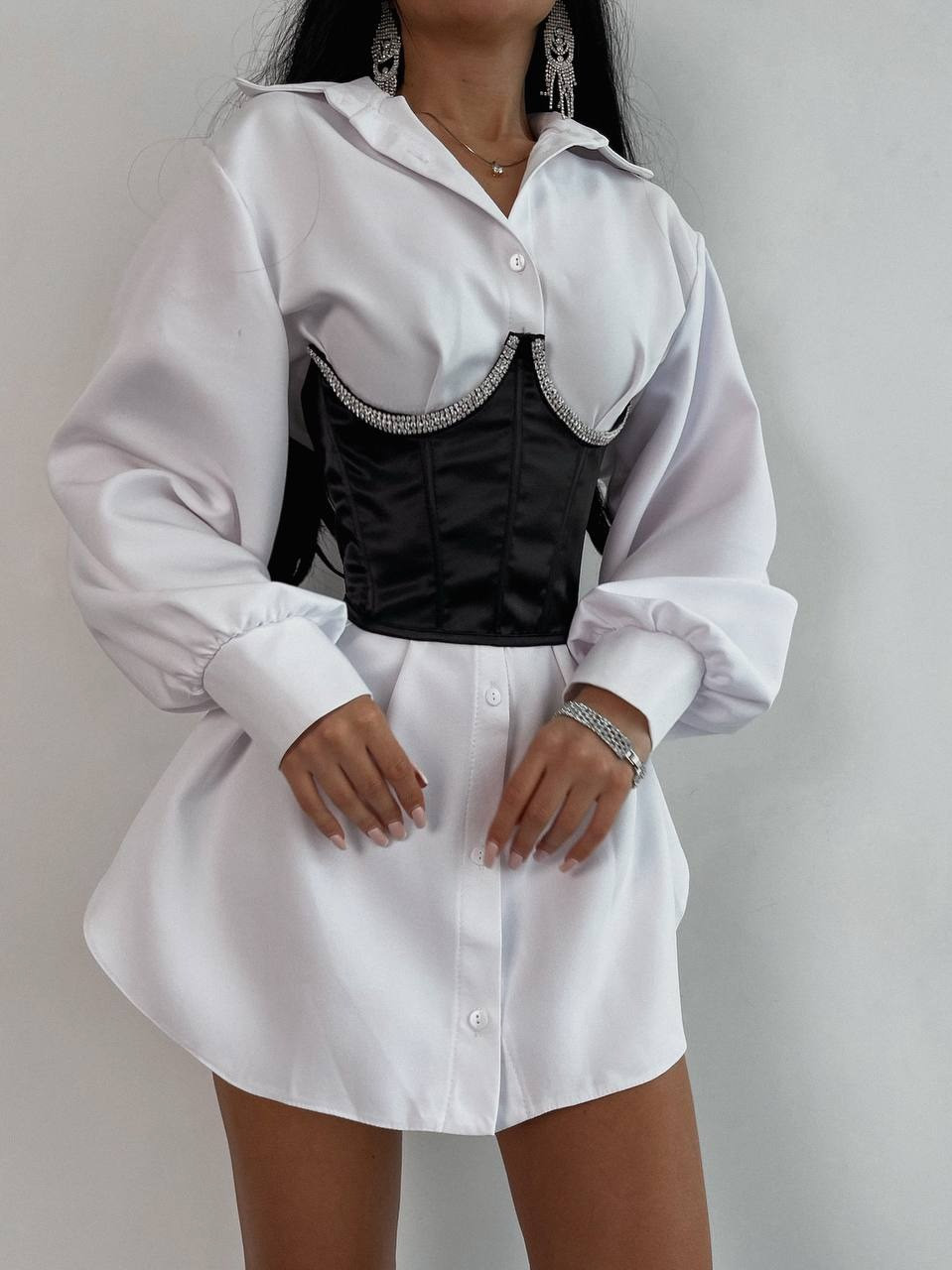 Трендовий жіночий корсет декорований стразами Smb7882