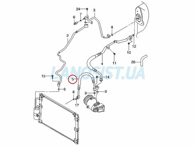 Трубка кондиционера Ланос GM (от компрессора к радиатору) 96450026 (ID ...