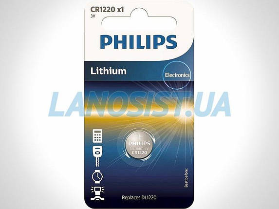 Батарейка CR1220 літієва 3V Philips CR1220/00B, фото 1