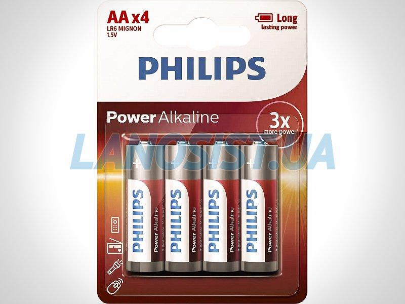 Батарейки AA LR6 1.5V Power лужні Philips LR6P4B/10
