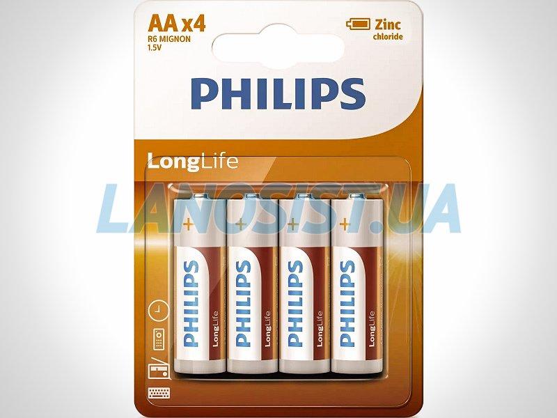 Батарейки AA R6 1.5V сольові Philips R6L4B/10