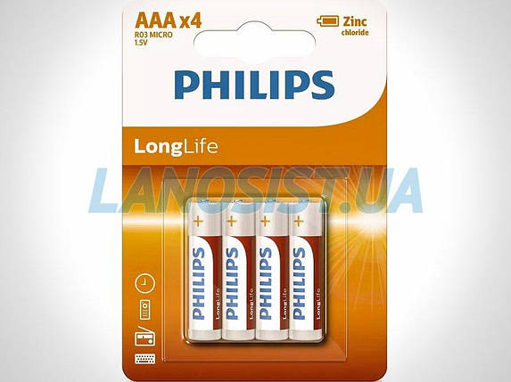 Батарейки AAA R03 1.5V сольові Philips R03L4B/10, фото 1