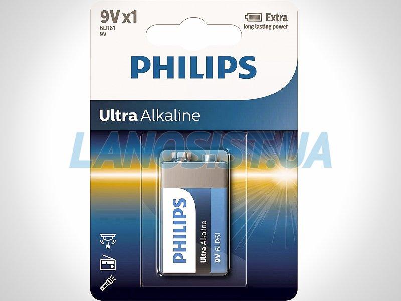 Батарейка 6LR61 Ultra лужна 9V (Крона) Philips 6LR61E1B/10