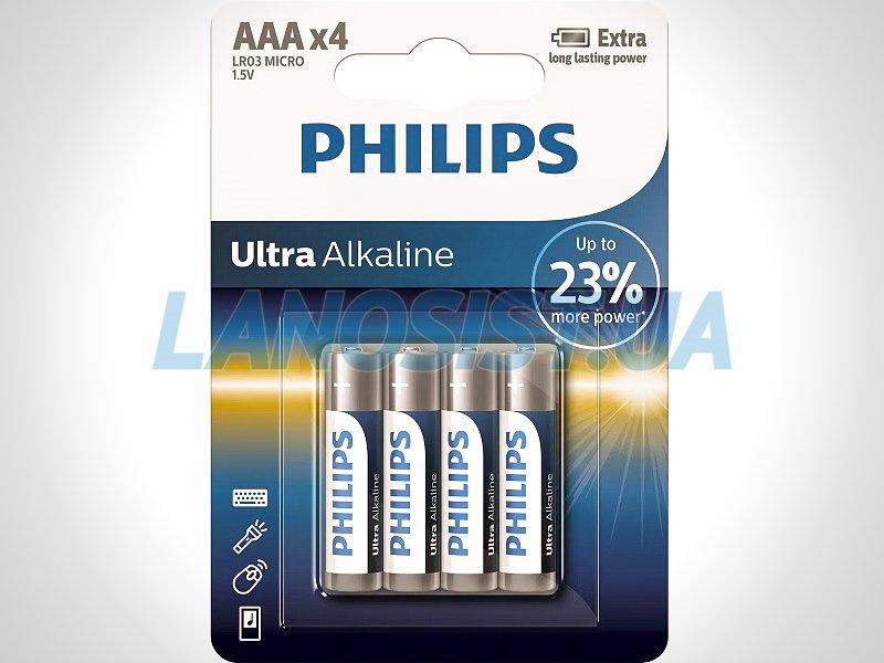 Батарейки AAA LR03 1.5V Ultra лужні Philips LR03E4B/10