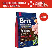 Корм для собак взрослых крупных пород Brit Premium Adult L Chicken 3 кг со вкусом курицы
