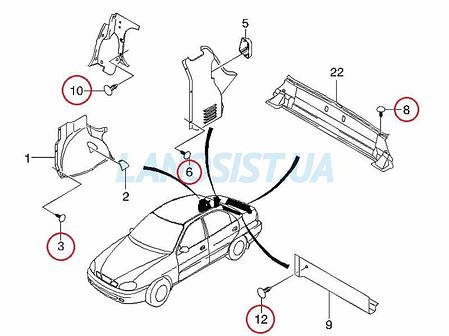 Кліпса кріплення обшивки багажника Ланос Сенс GM (Чорна) 94530548, фото 2